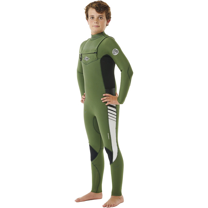 2024 Rip Curl Junior Dawn Patrol 4/3mm Chest Zip Neopreno 13LBFS - Green